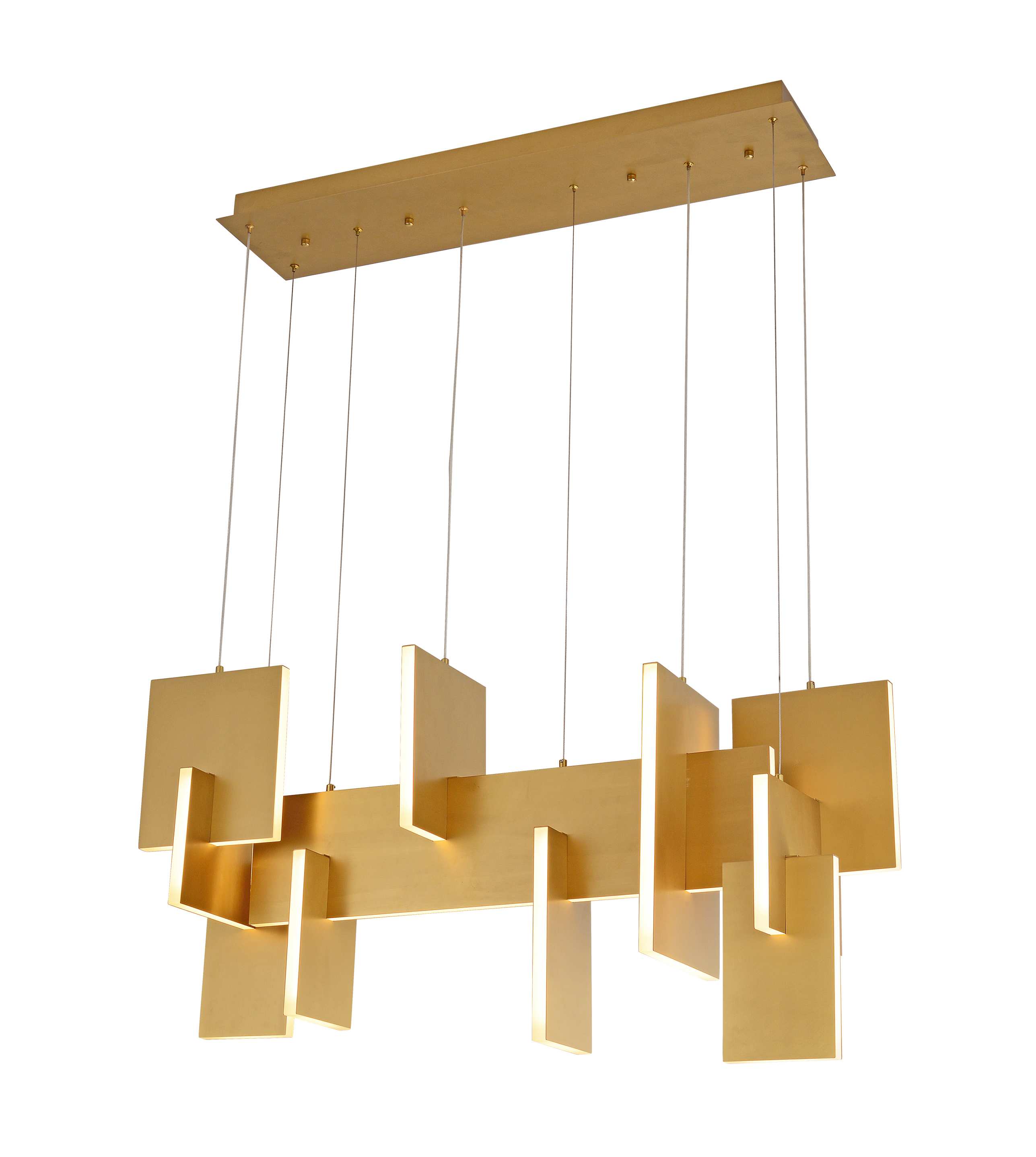 Zlatý geometrický panelový lineárny luster